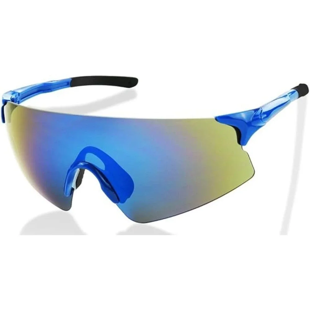 Blue Sport Shield Sunglasses Mirrored Lens‎ Rimless Cycling Running Shades Gafas